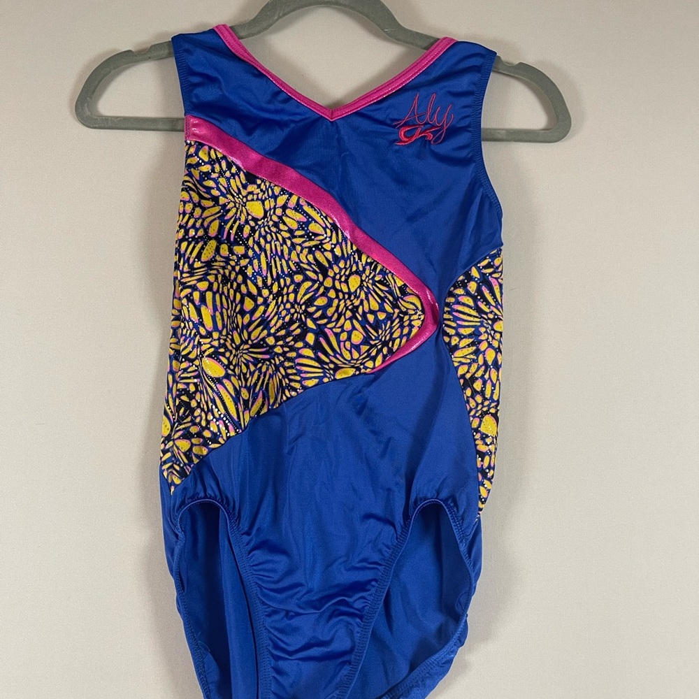 GK Elite Blue and Pink Leotard